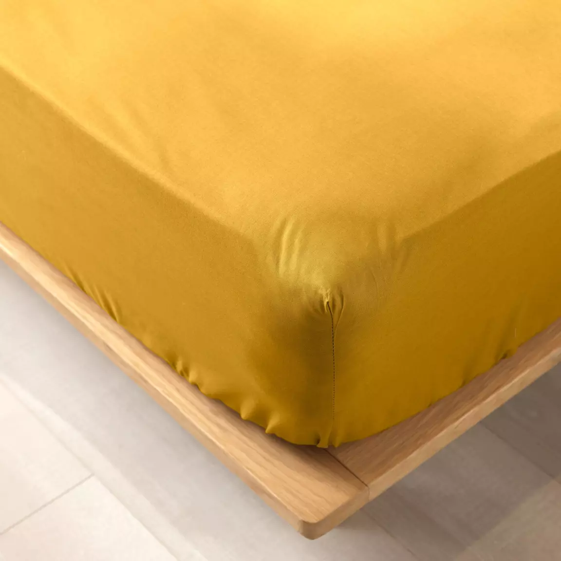 Drap housse coton bio (160 x 200 cm) Biolina Jaune ocre