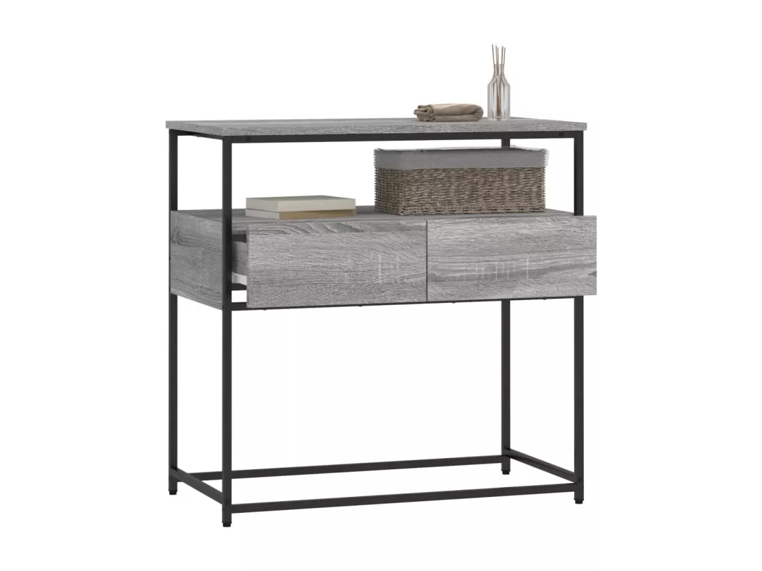 Table console sonoma gris 75x40x75 cm bois d'ingénierie