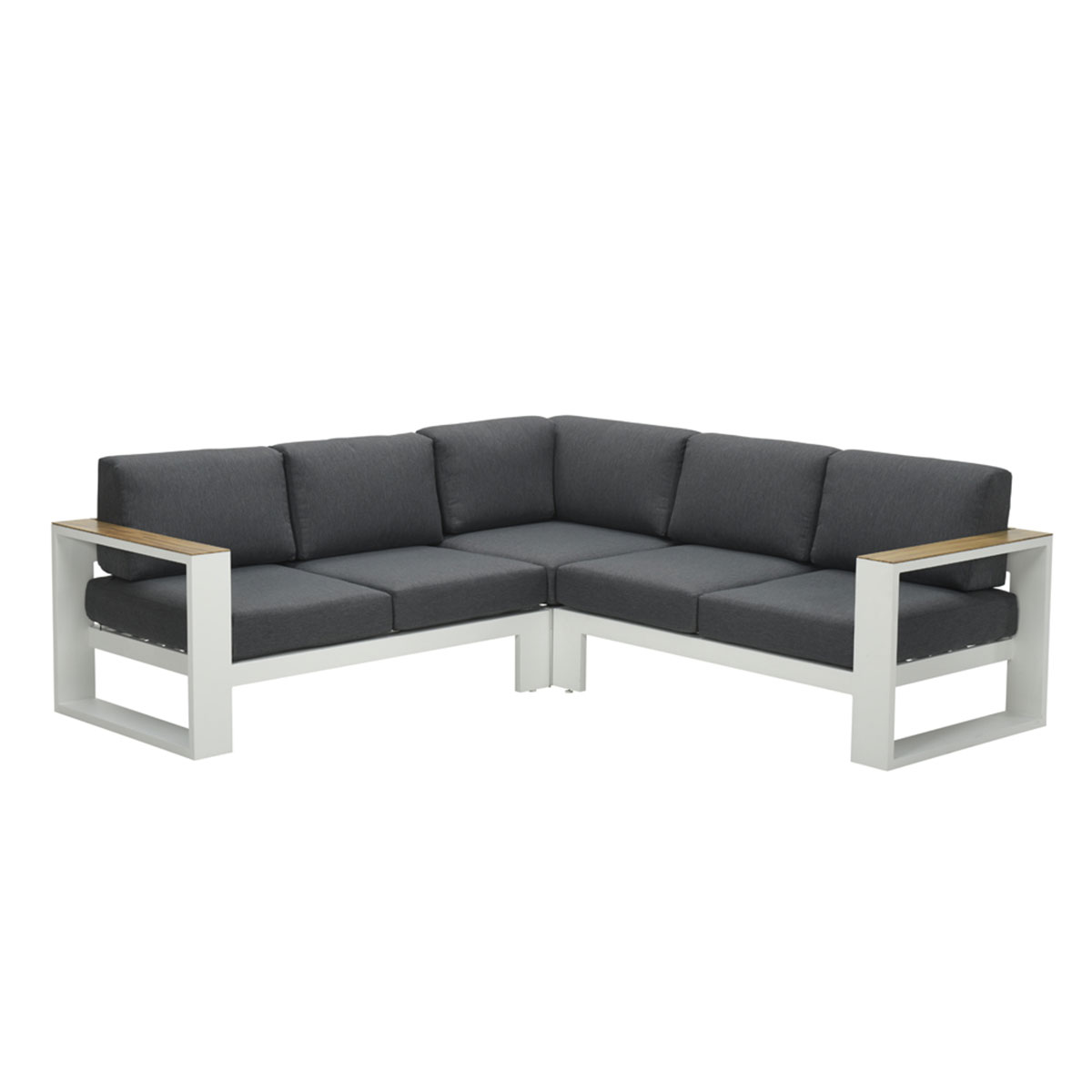 Garden Impressions Plaza wit teak look 3-delige hoek loungebank