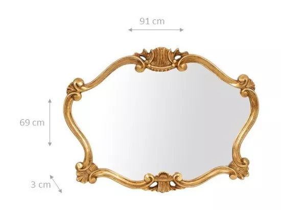 Miroir Baroque avec cadre doré - Bois - 69x91cm