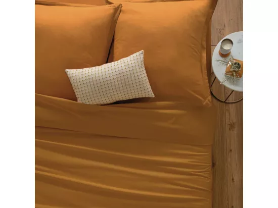 Housse de couette 2 Personnes en Coton Jaune cumin 240 x 220 cm