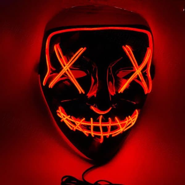 Halloweenmaske Glowing Rød