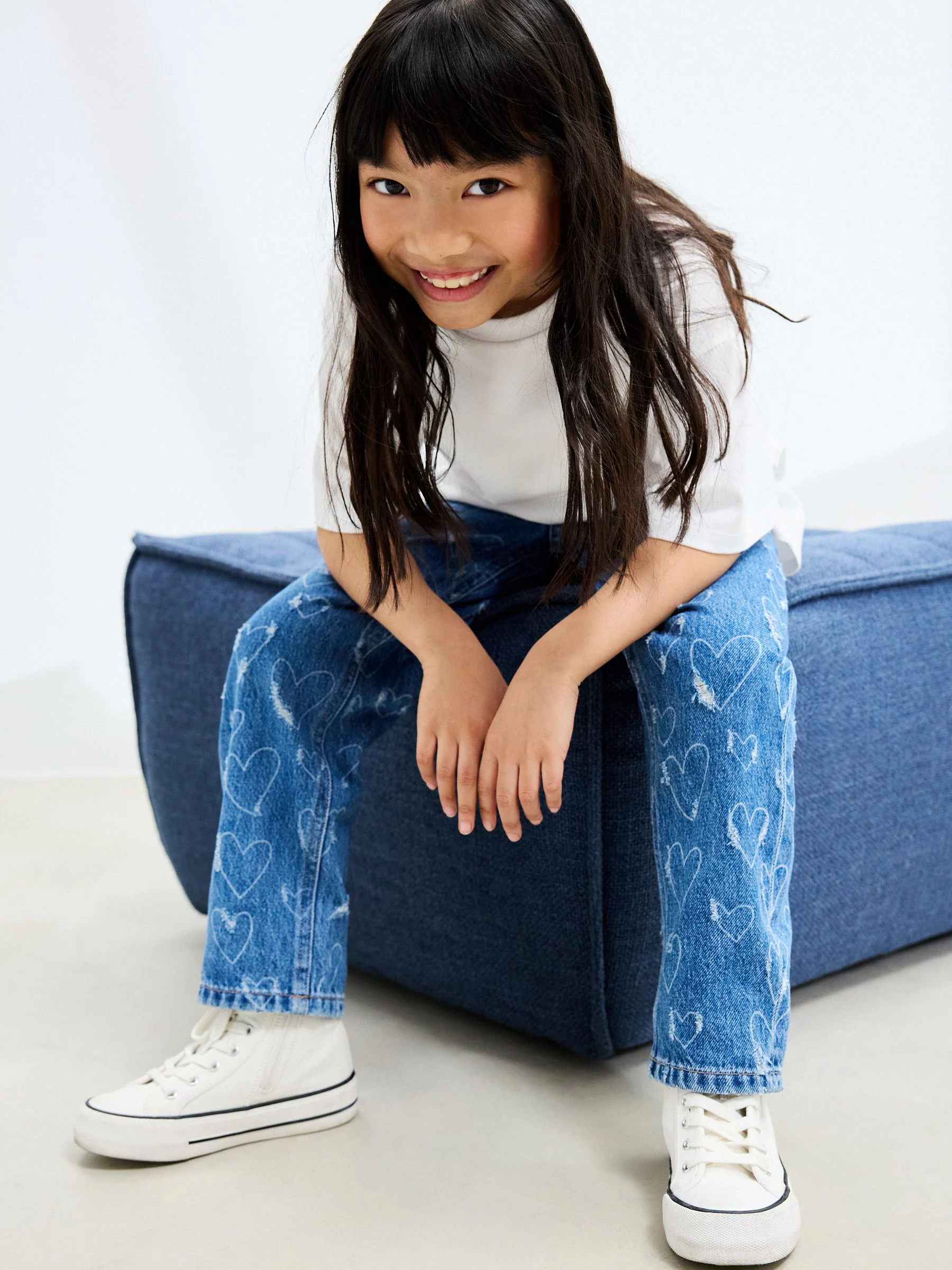 Middelblauw Denim Hart - Jeans met rechte pijpen (3-16jr)