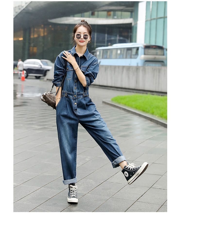 Honey River - Denim jumpsuit met lange mouwen