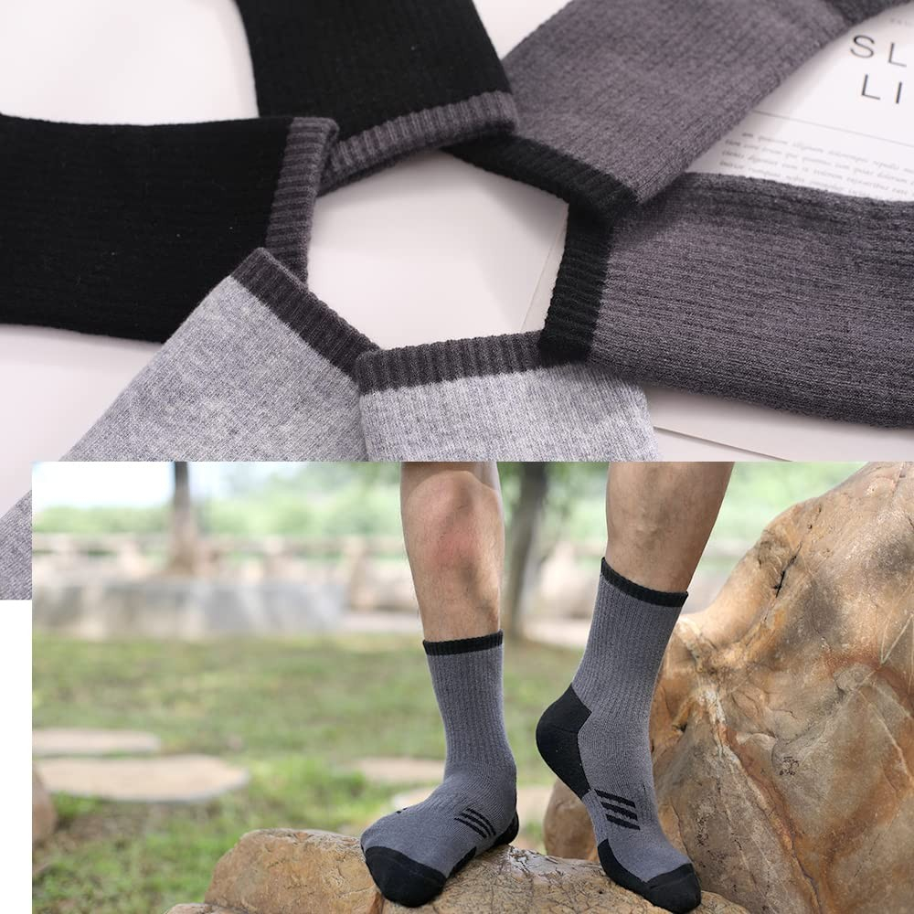 (3 Paar) Gr. L 40-45 Merino Wollsocken Dicke Outdoor Wander Socken - Grau