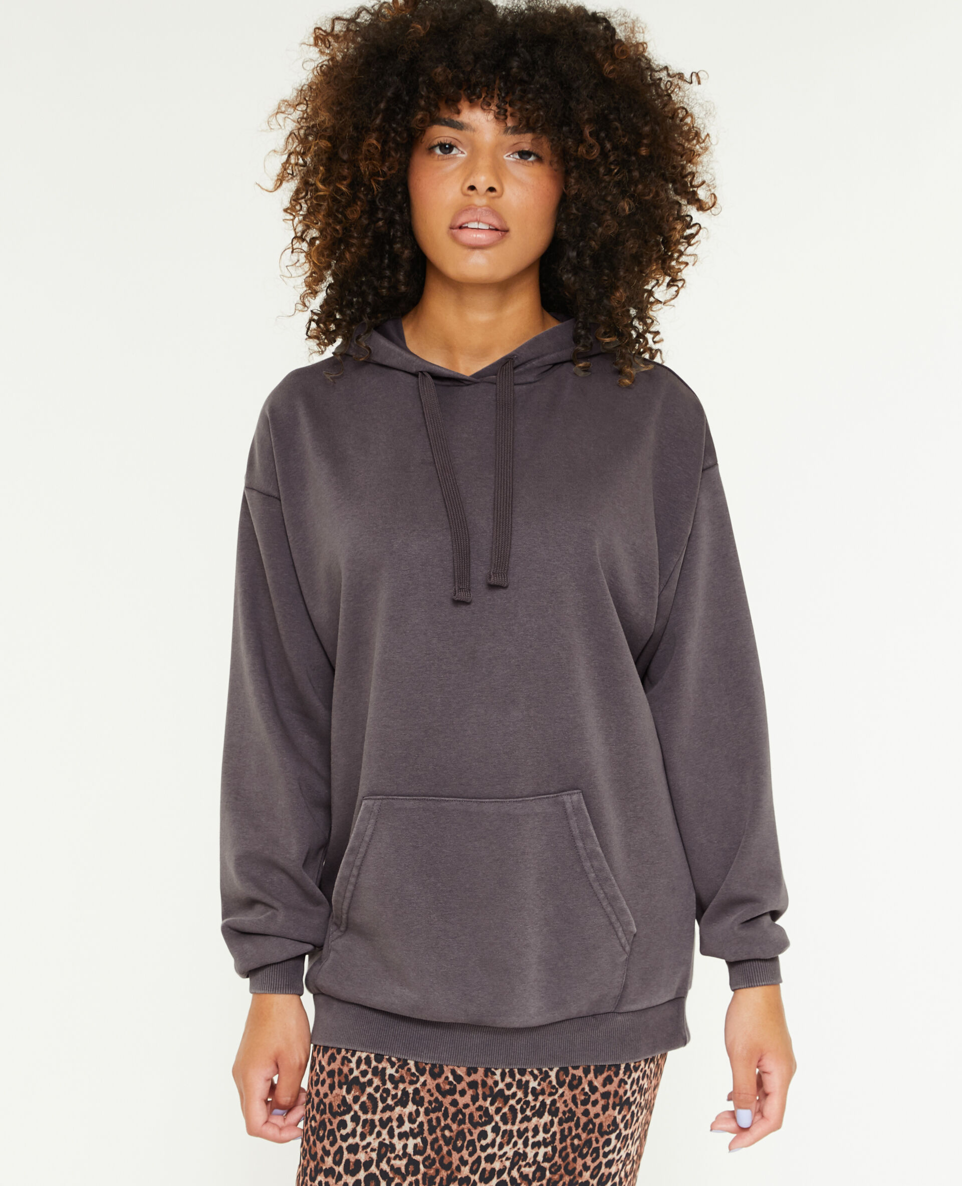 Sweat capuche oversize effet lavé - Gris foncé