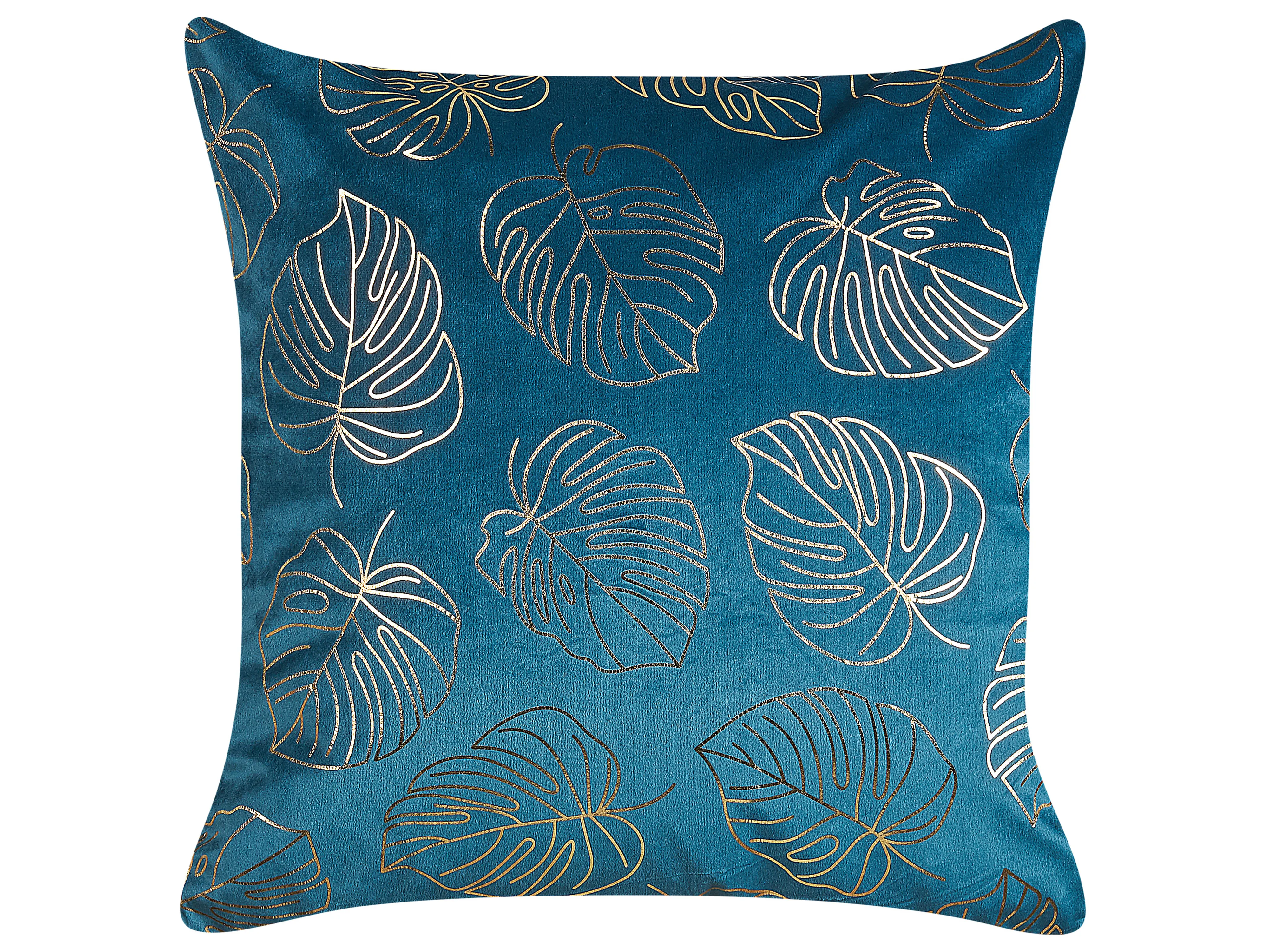 Set van 2 sierkussens DELICIOSA Fluweel 45 x 45 cm Blauw bladpatroon