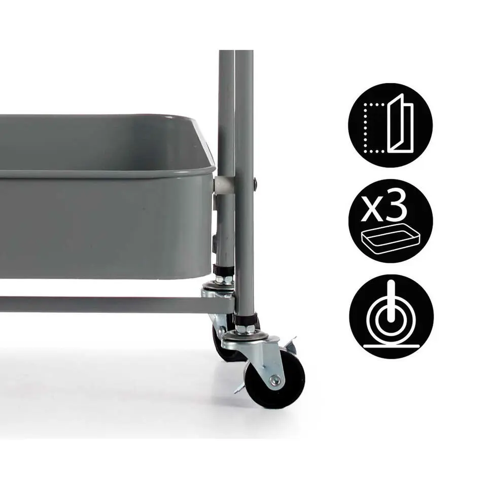 Kinvara Keuken/badkamer trolley - L45 x B30 x H78 cm - grijs - metaal