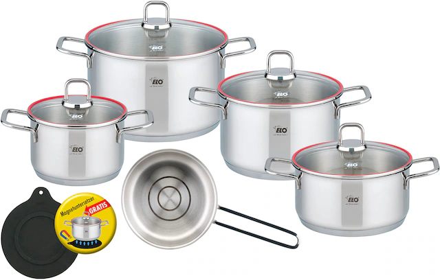 Elo Topf-Set »Excellent« Set, Bratentopf Ø 20 cm, je 1 Fleischtopf Ø 16/20/24 cm, Kasserolle Ø 16 cm, 6 Stk. tlg. Edelstahl 18/10