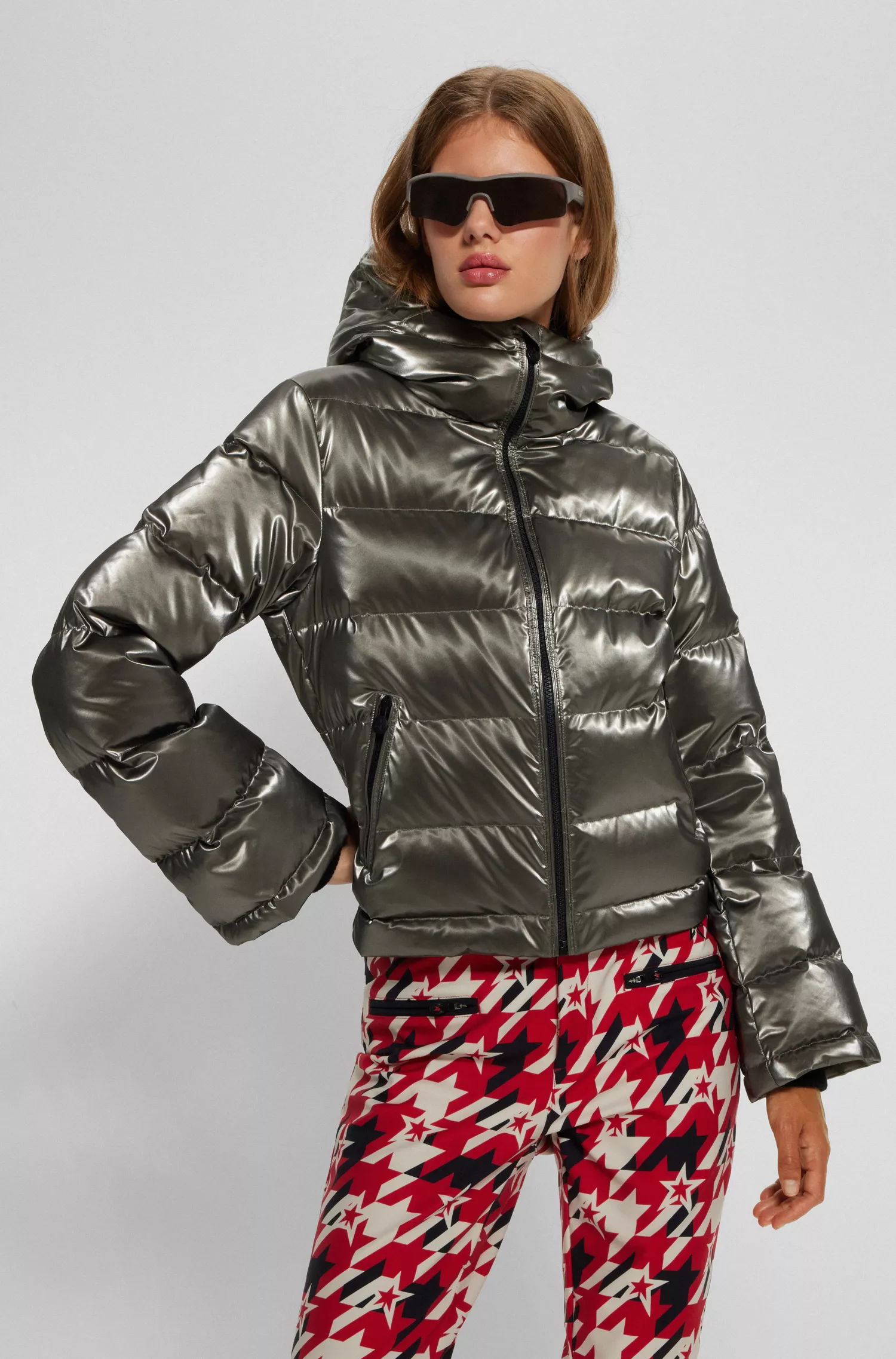 Jaqueta puffer metálica com enchimento de plumas BOSS Black-BOSS x Perfect Moment