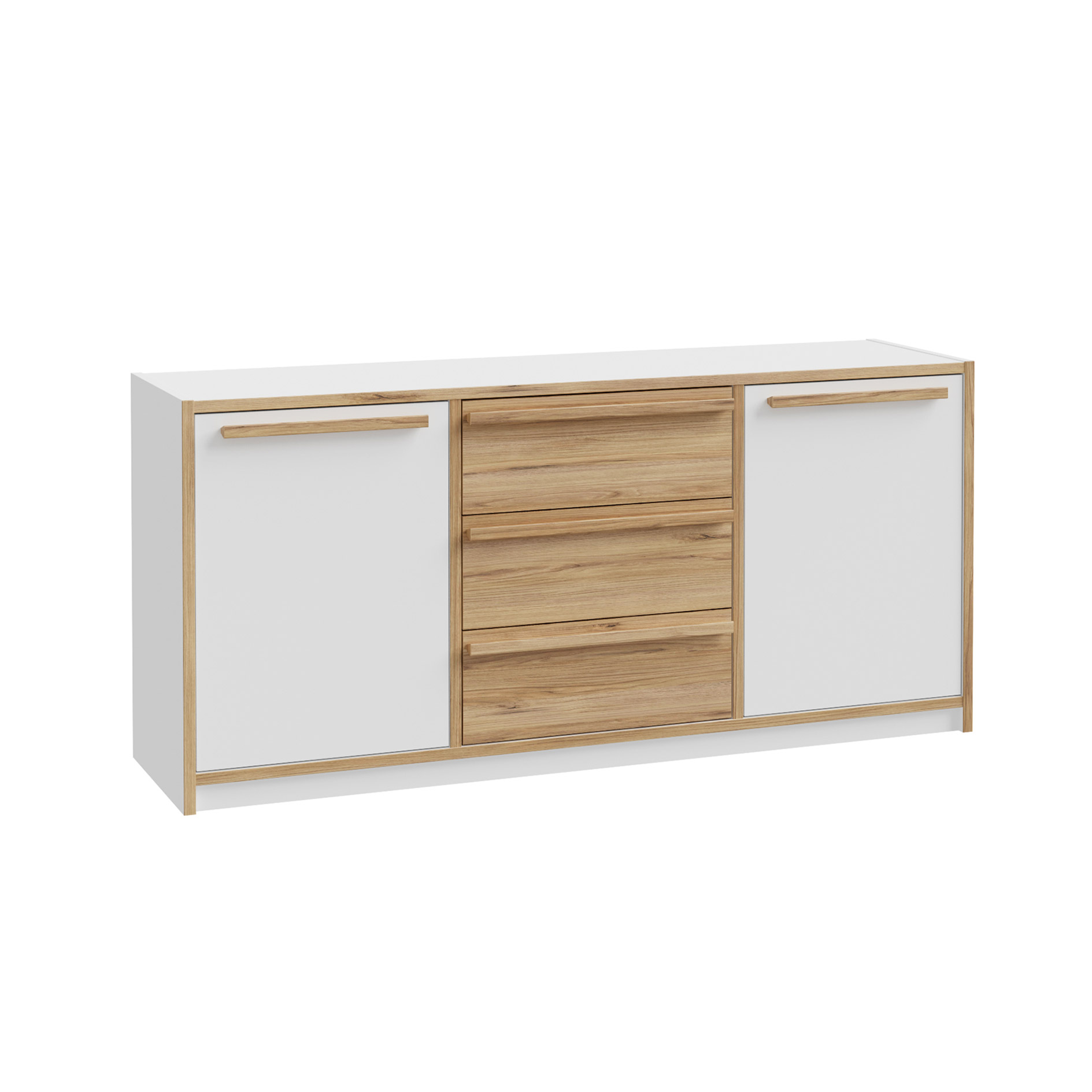 Sideboard - weiß-Catania Eiche - 159 cm