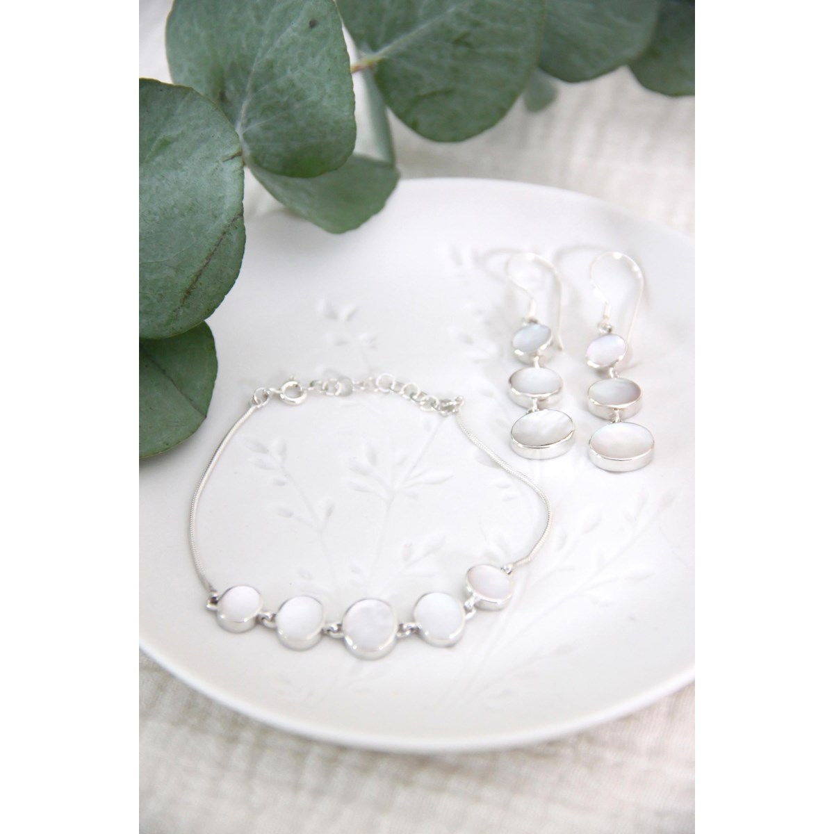 Pendants d'Oreille en Nacre Blanche Naturelle - Forme Ovale & Argent 925 Massif | Aden