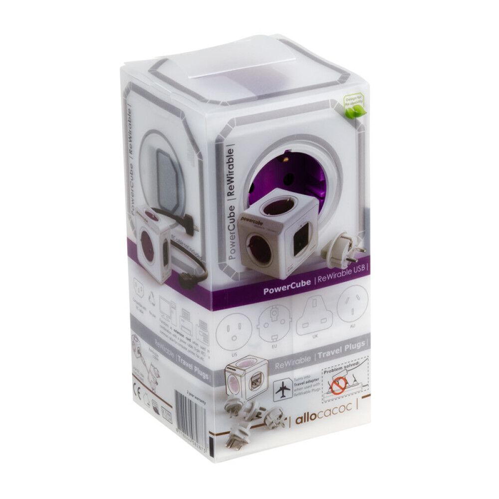 ADAPTER POWERCUBEM. USB OG 4 UTTAK REISE