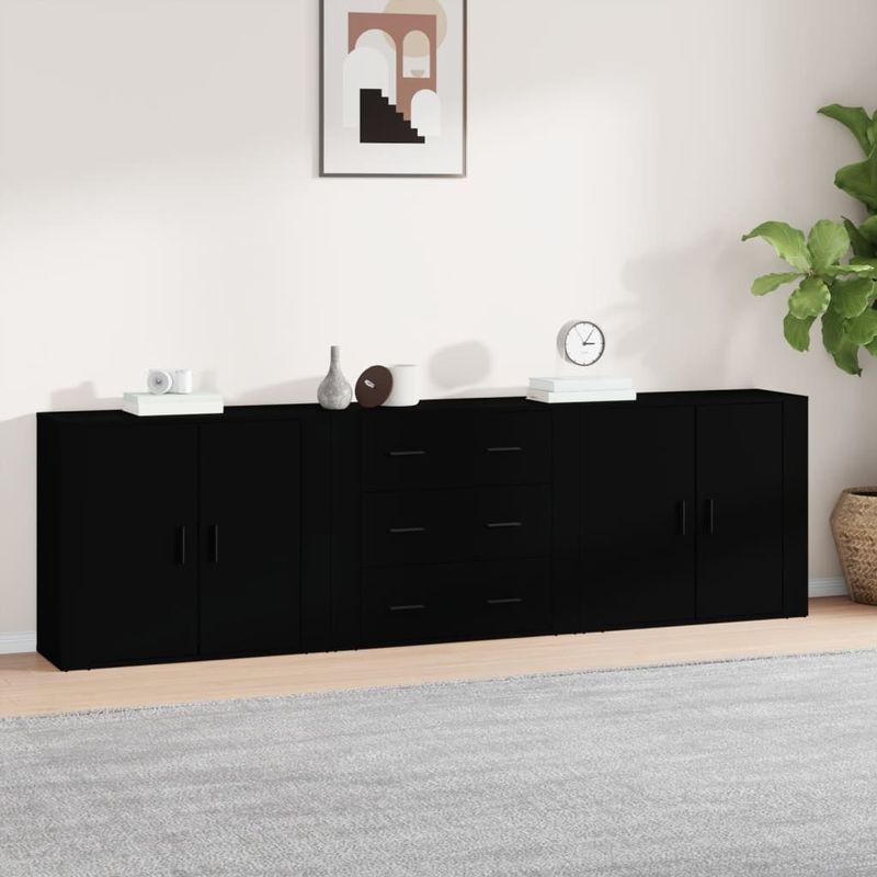 vidaXL - Dressoirs - Zwart - Bewerkt Hout