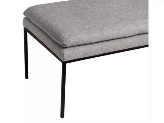 Banc design en tissu et pieds en métal noir Madrida-Couleur Jaune moutarde