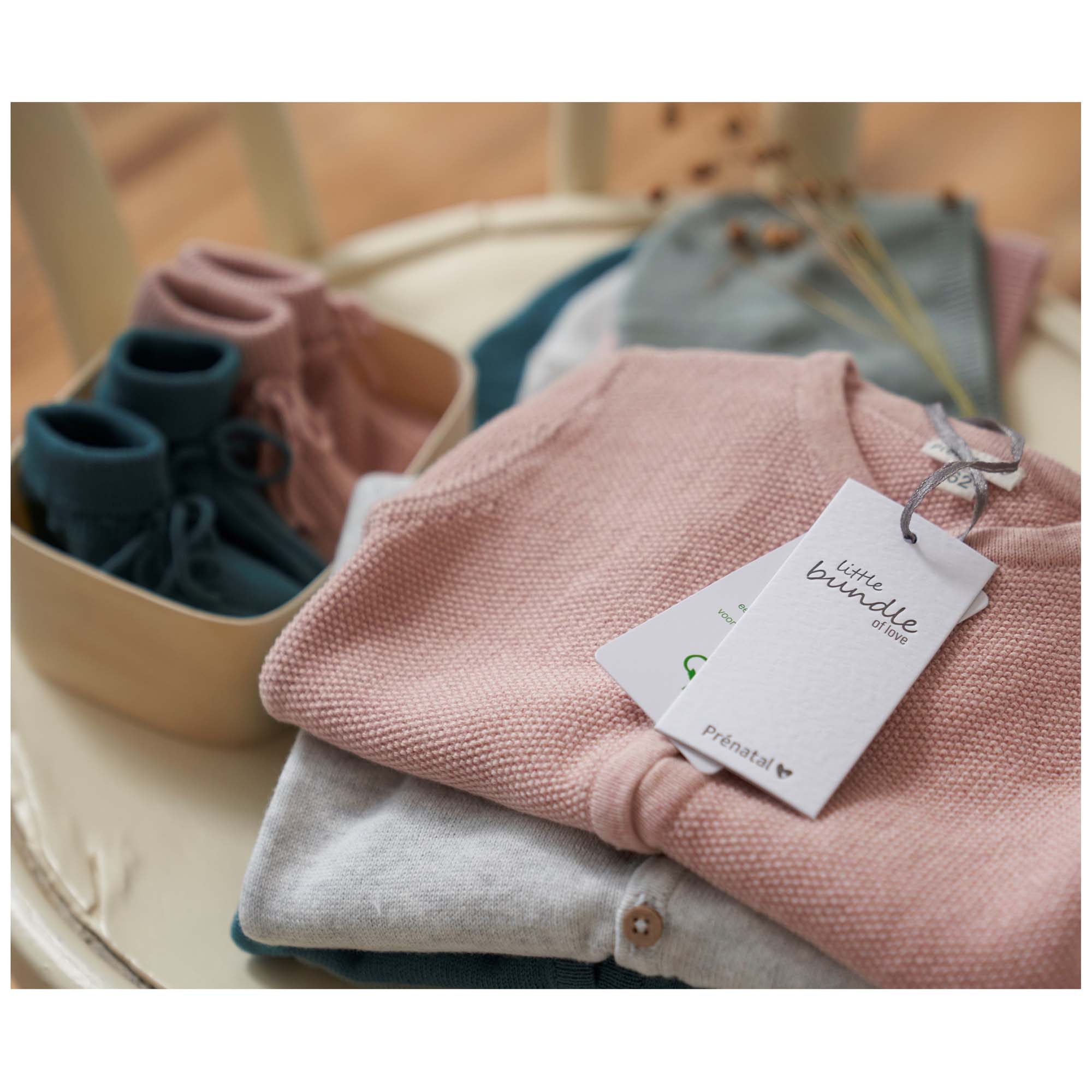 Prénatal newborn vest lange mouwen effen roze