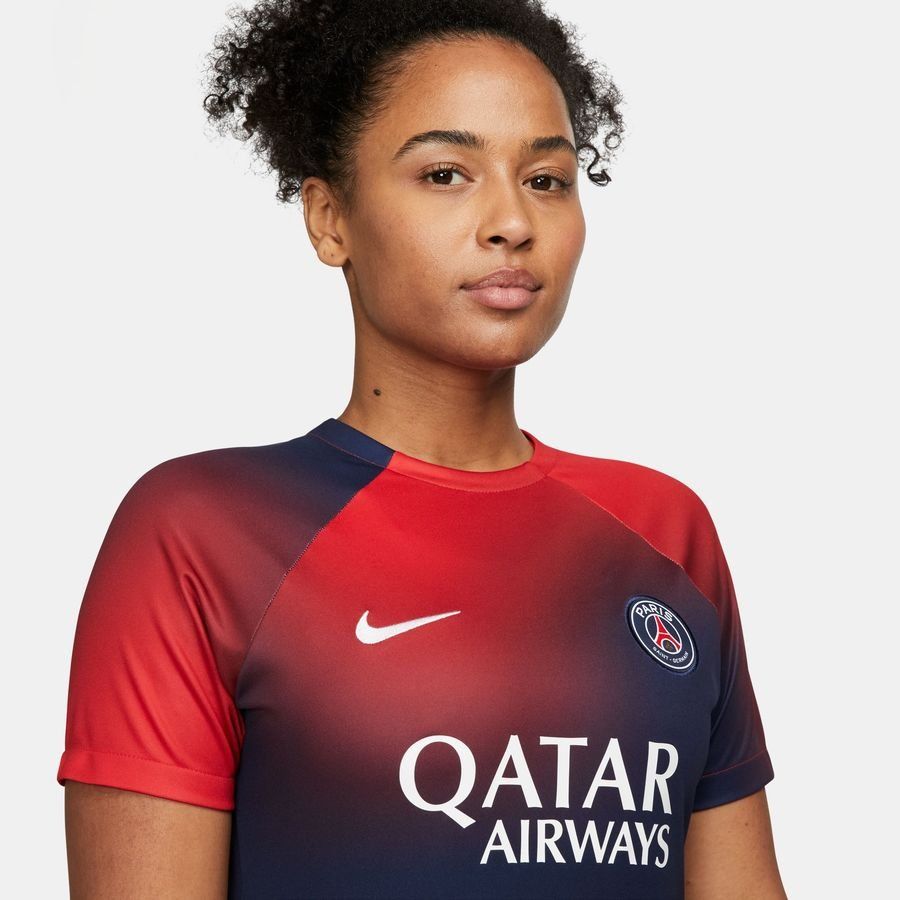 Paris Saint-Germain T-shirt d'Entraînement Dri-FIT Avant-Match - Bleu Marine/Rouge/Blanc Femme