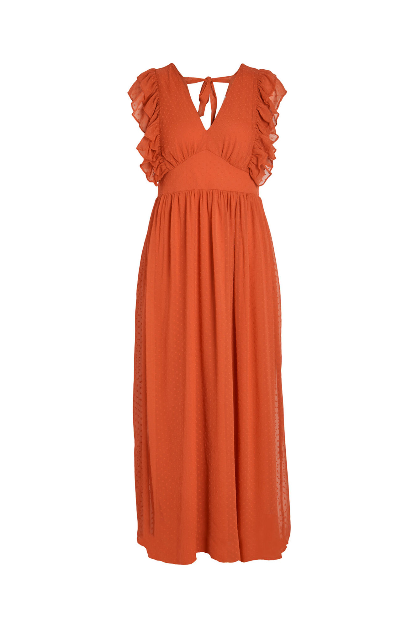 Vestido longo sem mangas com penas - Laranja