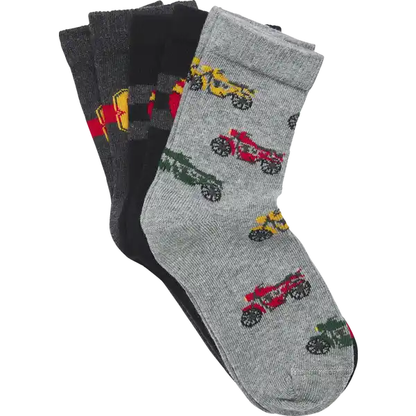 3er-P. Jungen Socken Motorrad 31 / 34 GOTS