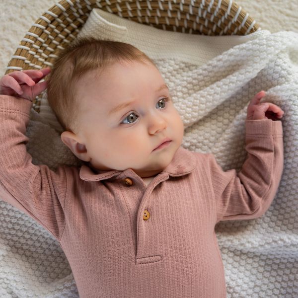 Klein Baby Polo Romper Rib - Maat 50 - Fawn
