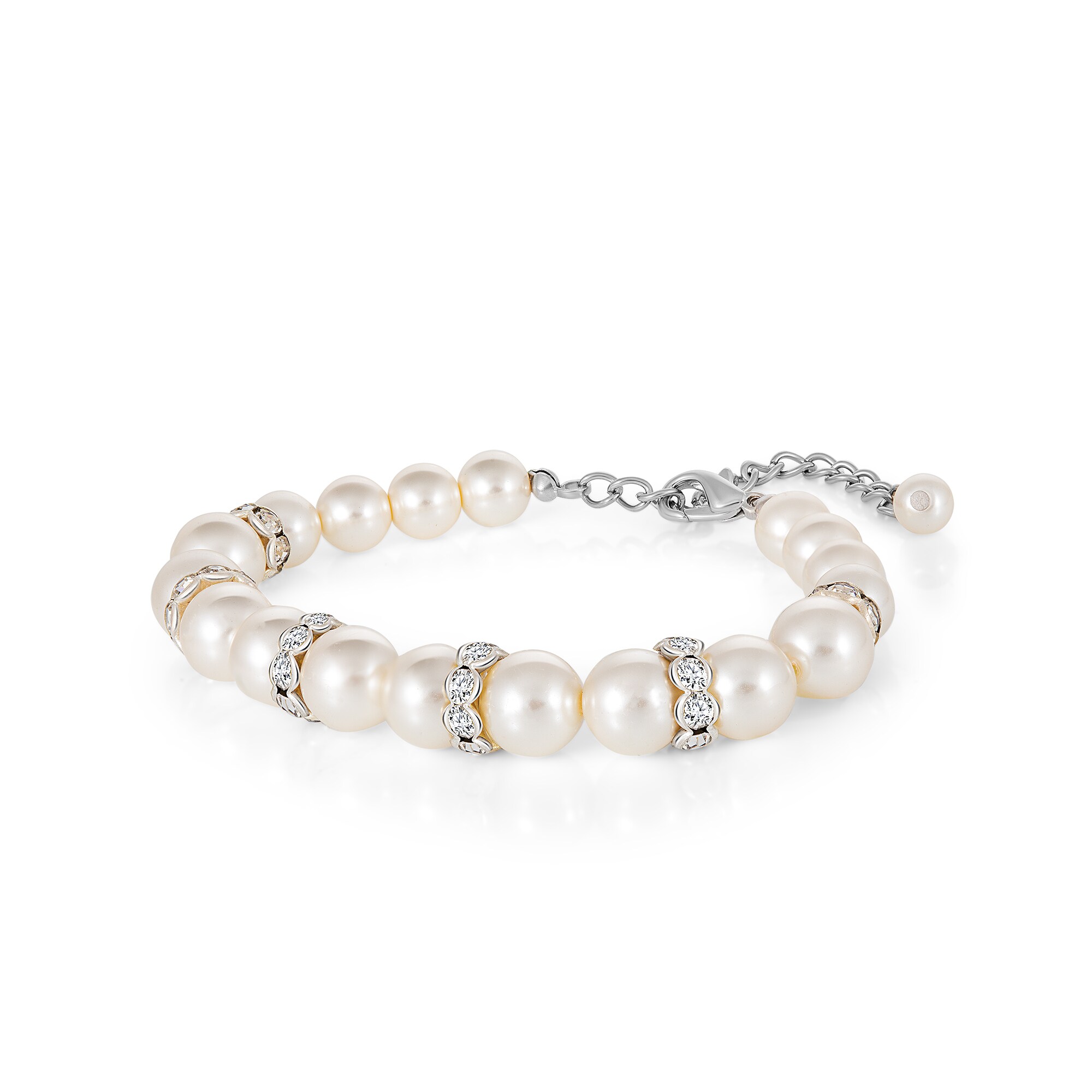 Steuer Modeschmuck Armband Glasperlenarmband weiß mit Strasszierde