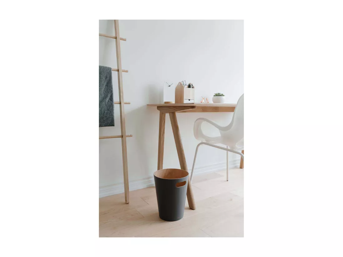 Corbeille à papiers en bois 7,5L anthracite Woodrow
