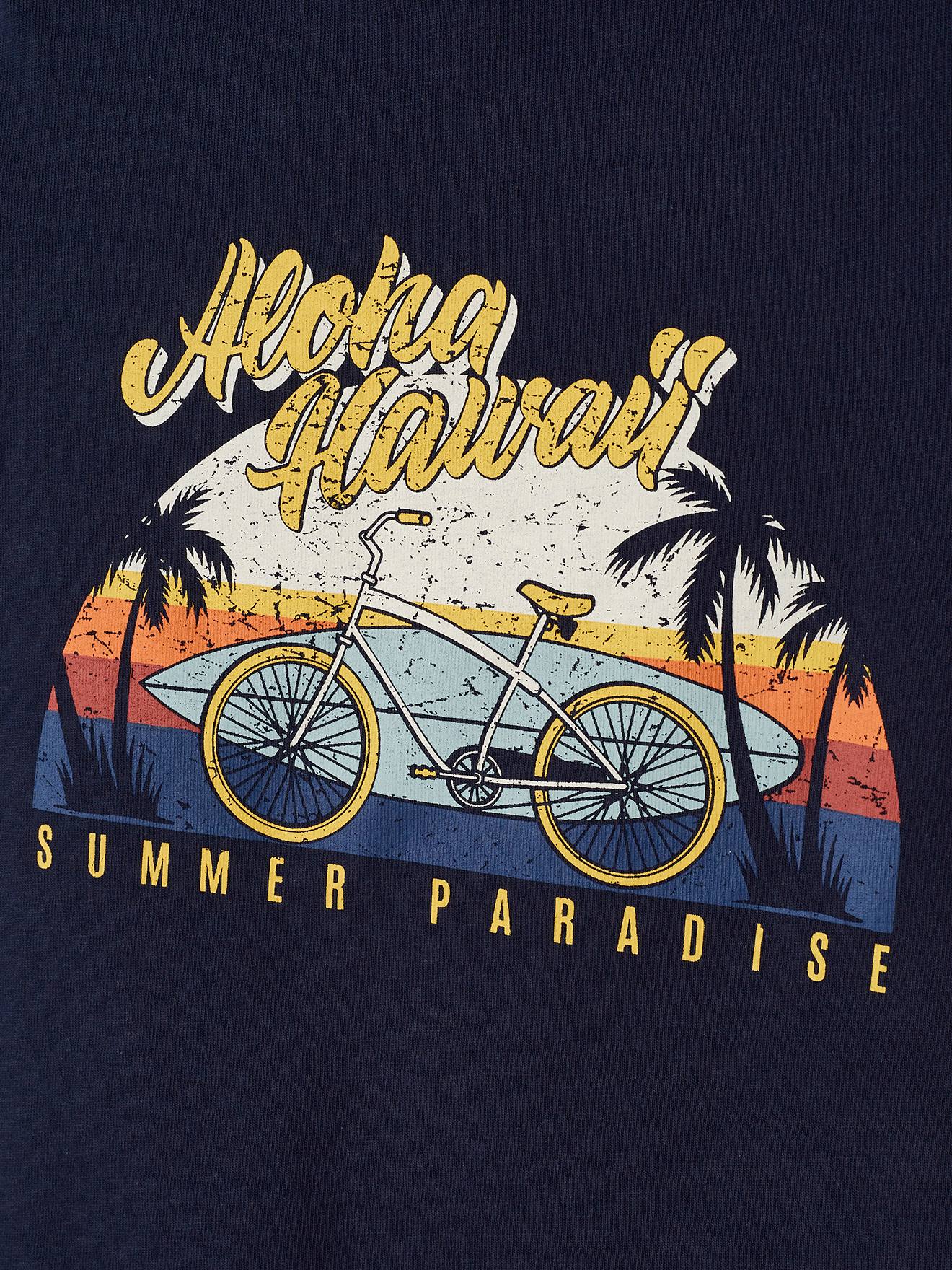 Conjunto de camiseta e bermuda de lona com tema havaiano para meninos, amarelo liso tamanho médio