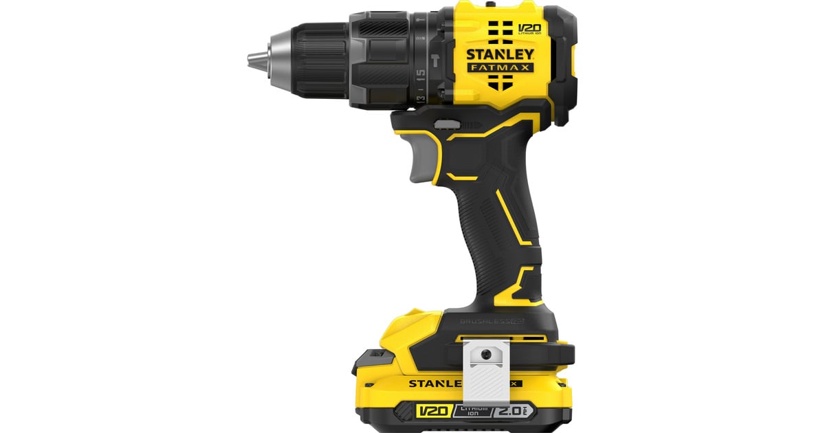 StanleyFatMax V20 18V Schroefklopboormachine klopboorschroevendraaier  (Zwart/geel, 2 accu's en oplader inbegrepen, met koffer)