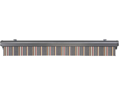 SOLUNA semi-cassette zonnescherm Comfort 2,5x2, doekdesign D422, frame DB703 donkergrijs, aandrijving rechts inclusief slinger