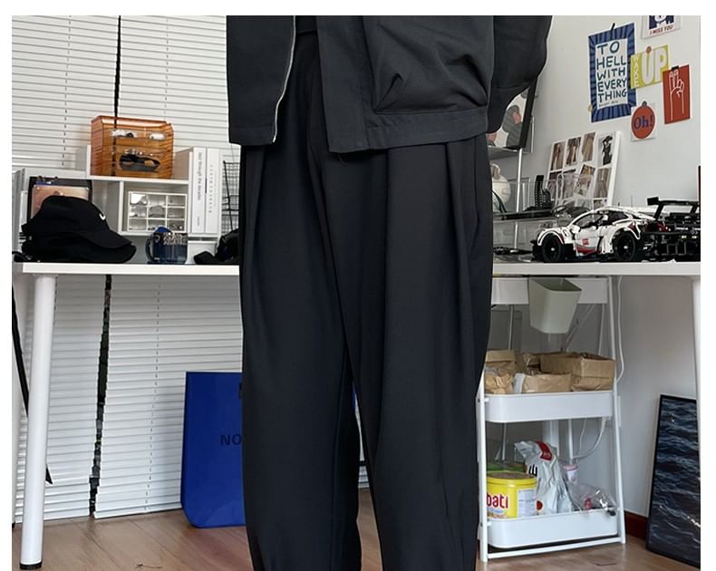Loansk - Hoge taille effen cropped taps toelopende pantalon