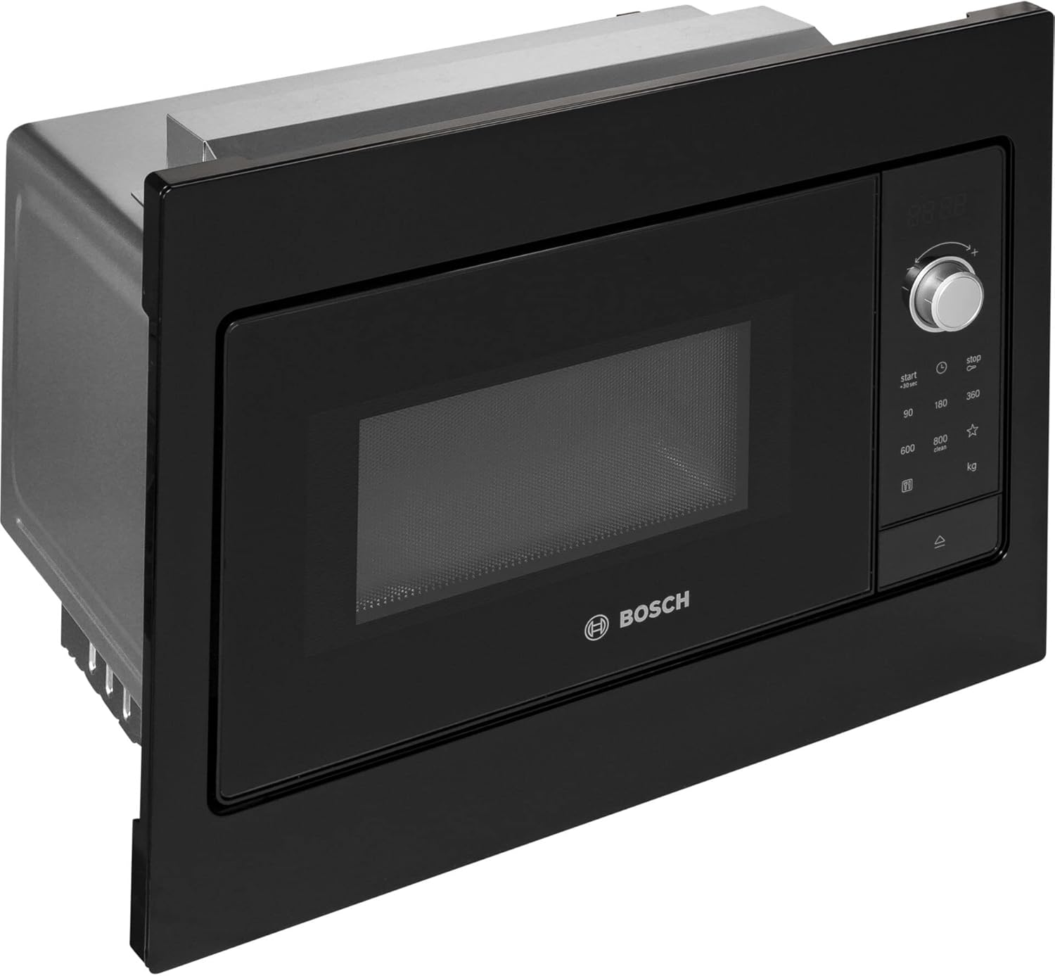 Bosch BFL523MB3 Serie 2 Einbau-Mikrowelle, 38.2x49.5x33.5 cm, 800 W, Drehteller 27 cm, Türanschlag Links, AutoPilot 7 7 Automatikprogramme, Reinigungsunterstützung, LED-Touchdisplay, Schwarz