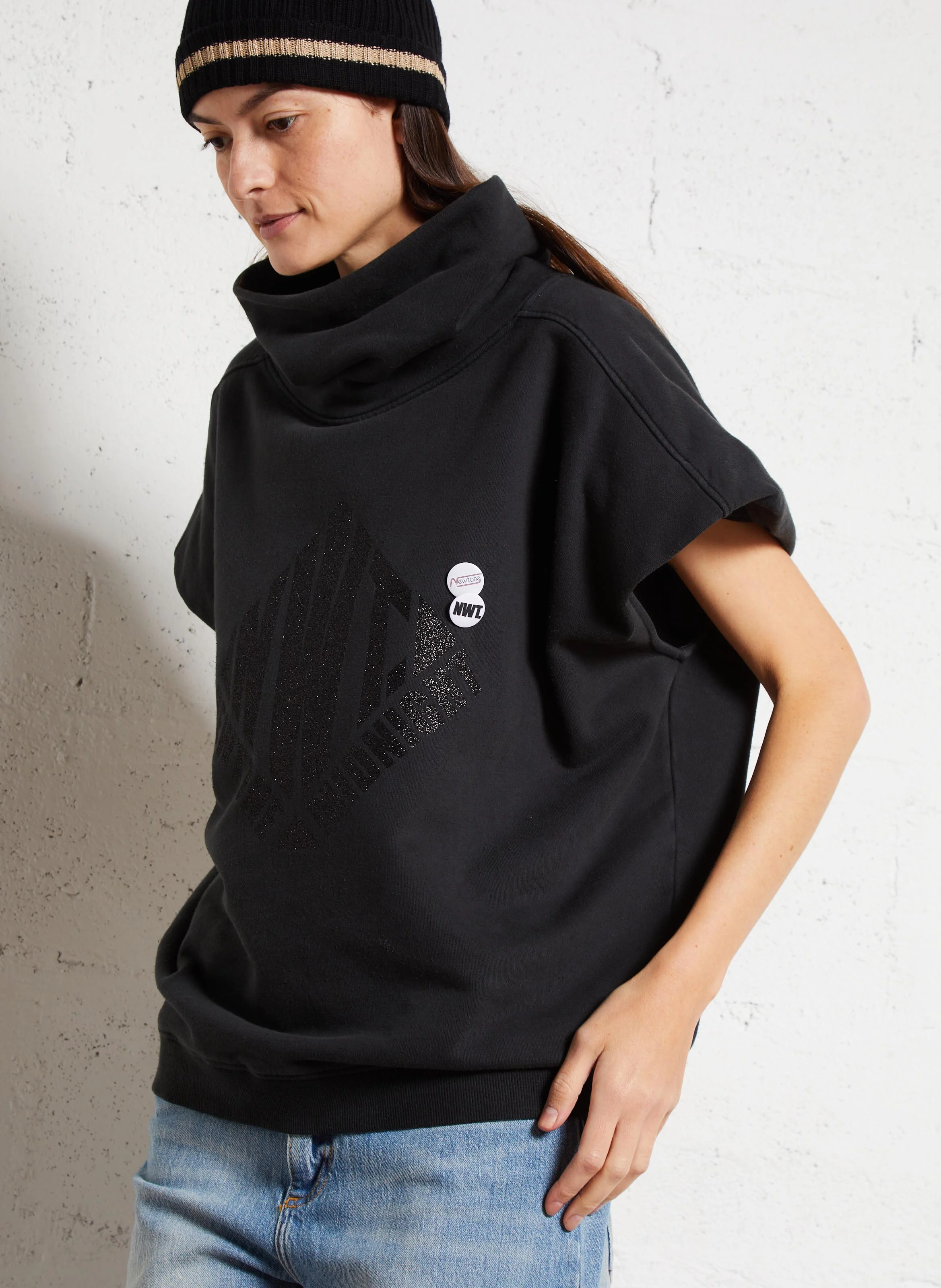 SHARPER MIDNIGHT - Sweat ample sans manches en coton | Noir