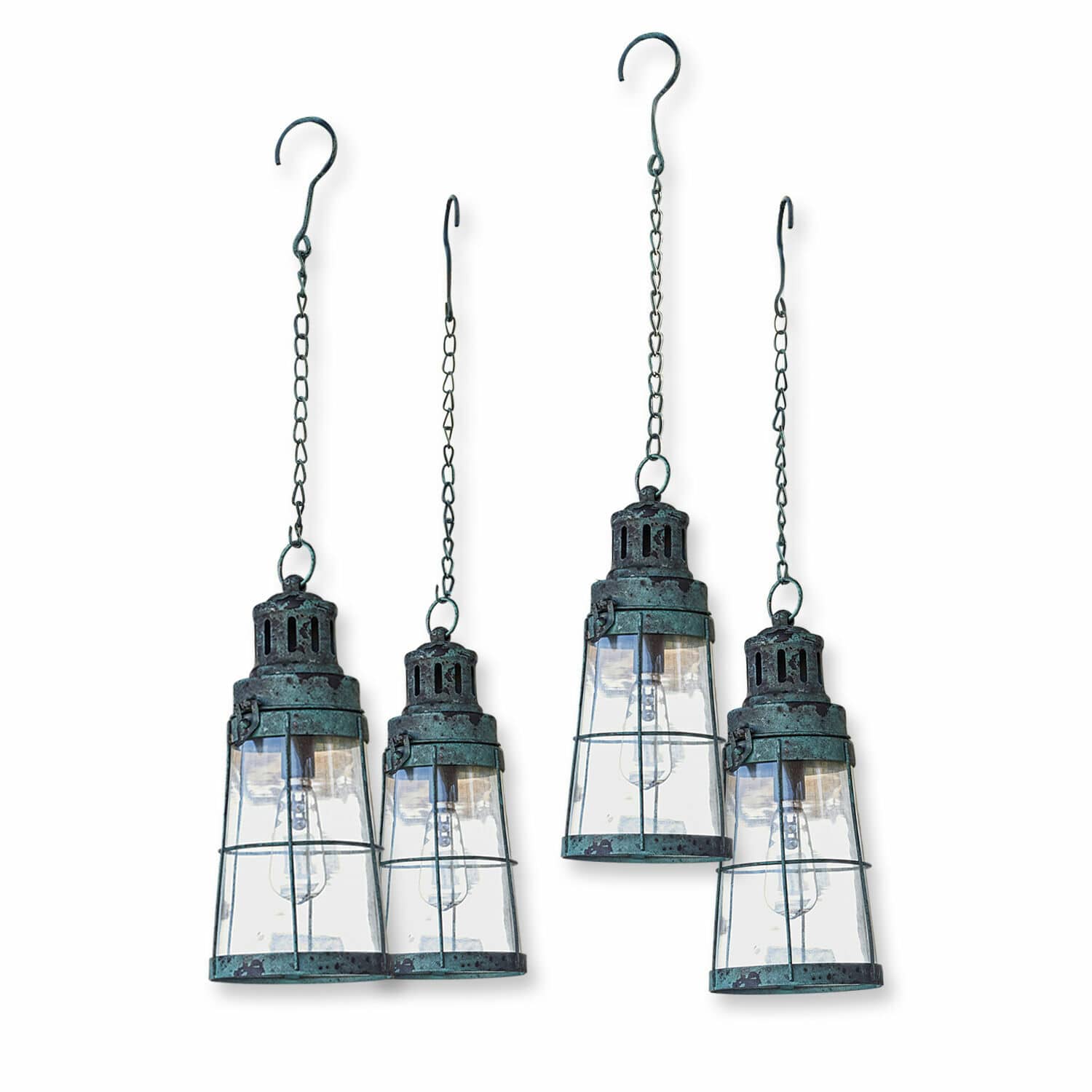 LED-Laterne 4er Set Ligrette antikgrau/blau