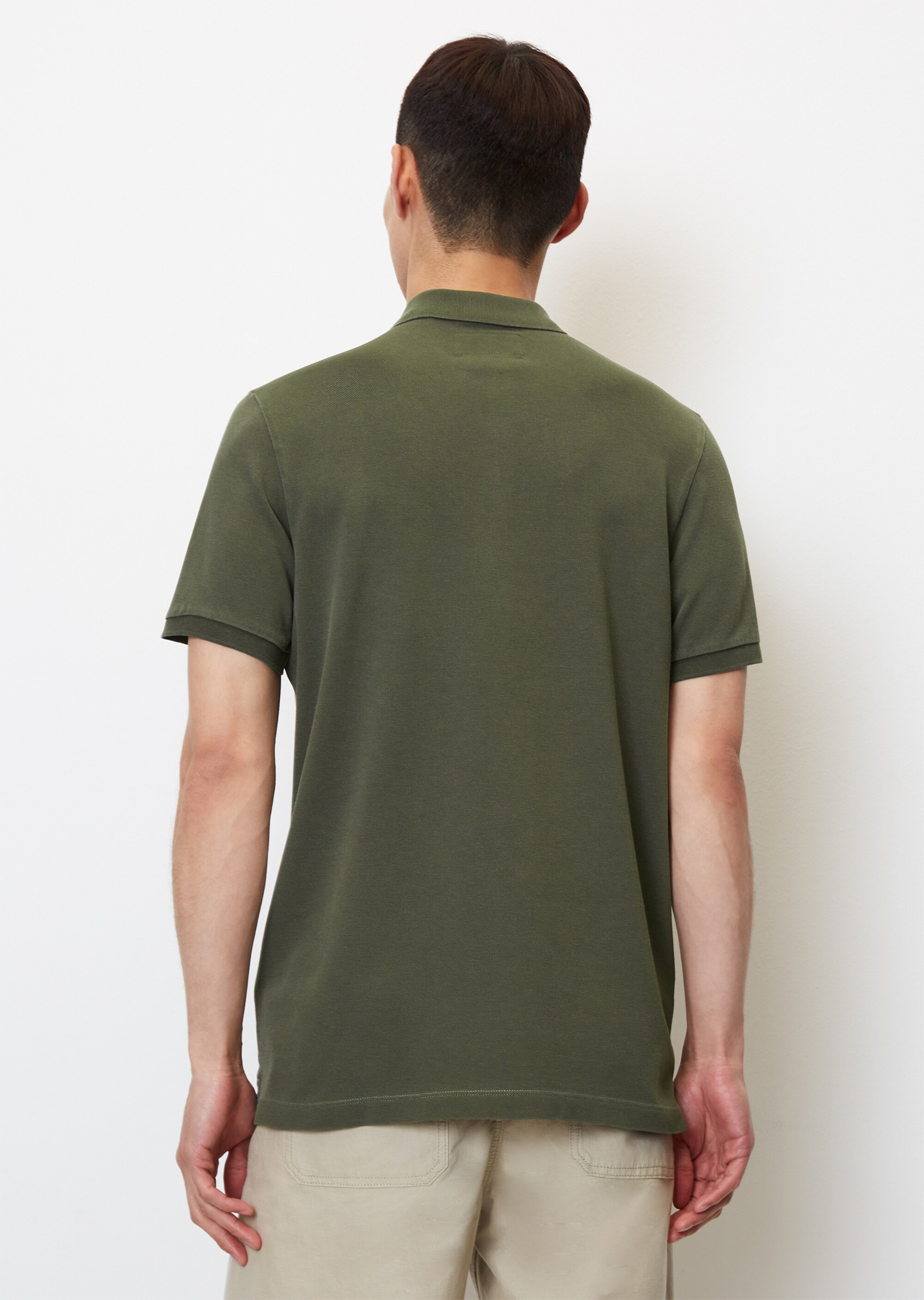 Kurzarm-Poloshirt Piqué shaped aus Organic Cotton-Stretch