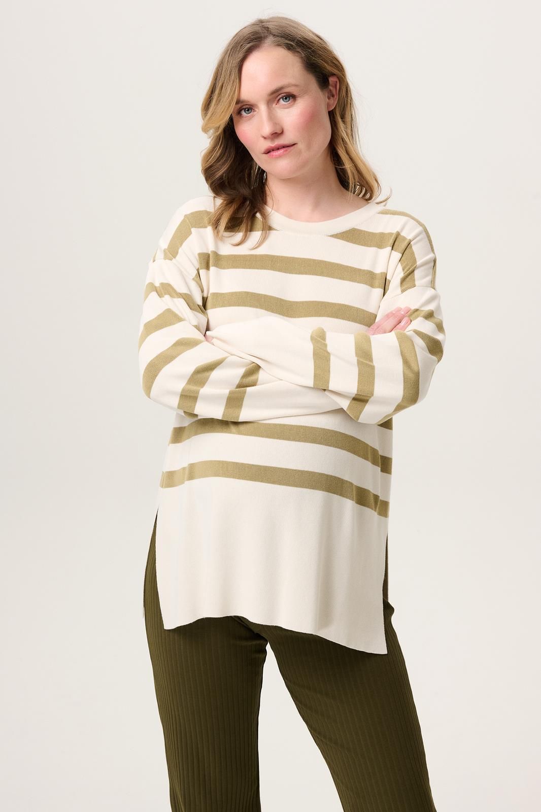Noppies Maternity Trui met voedingsfunctie Skive - Khaki