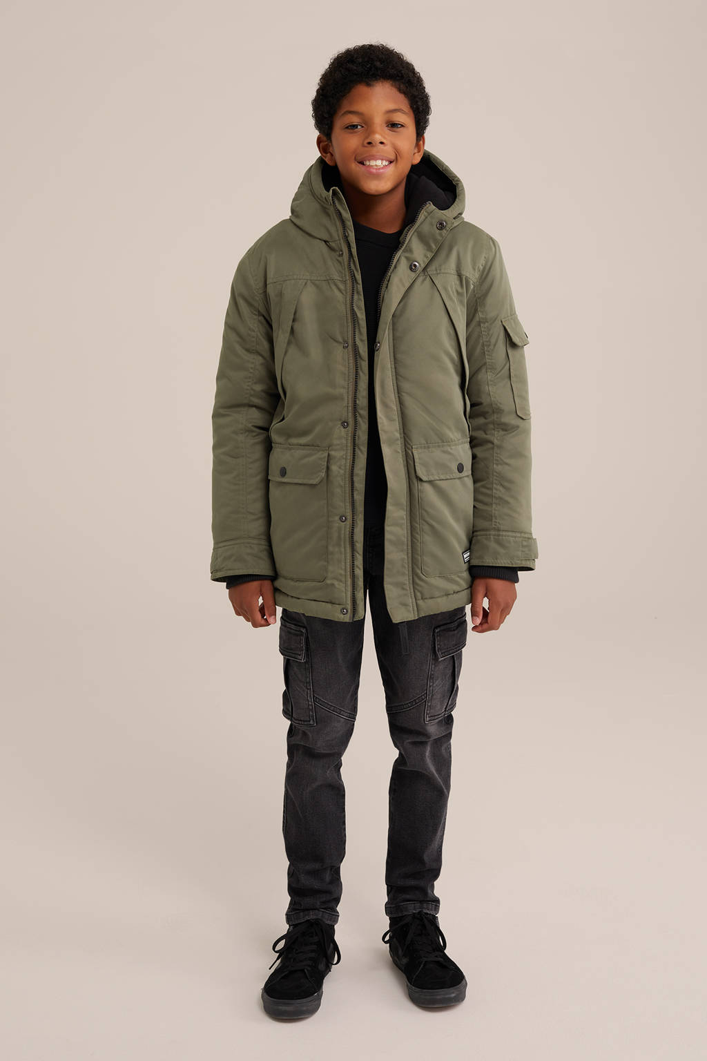 WE Fashion winterjas olijfgroen