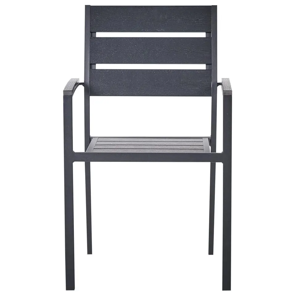 VERNIO - Tuinstoel set van 6 - Zwart - Kunsthout/Aluminium