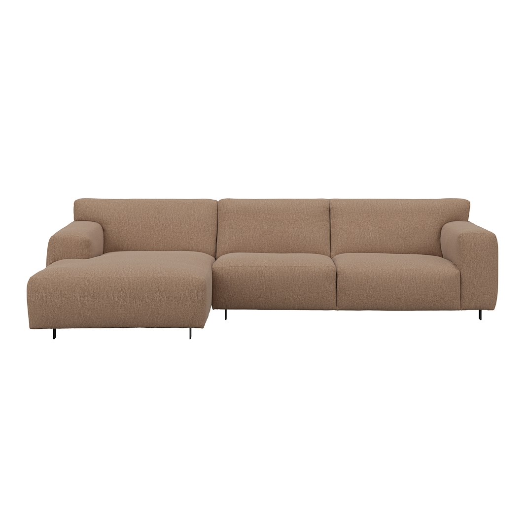 Vesta 2,5-seter med sjeselong venstre I Tekstil Marsel Bronze, standardsøm, sort metallben 10 cm, Comfort CM