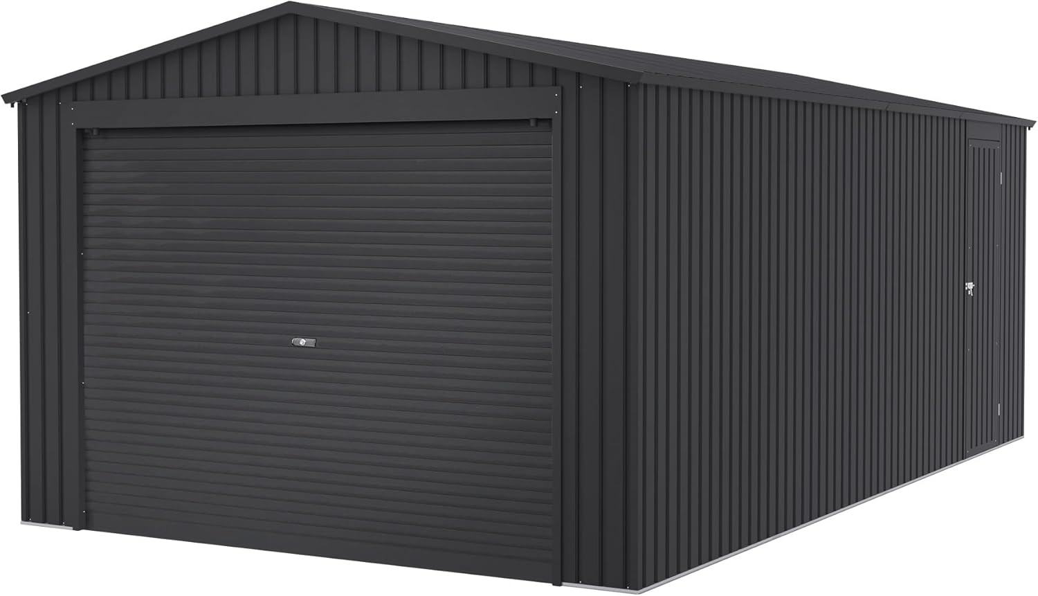 Wasabi - Metallischer Garagenunterstand 19,52 m² Jarama - 576x338x243 cm - Außen-Carport - Große Rolltür - Seitlicher Fußgängerzugang - Grau - Außenlagerung