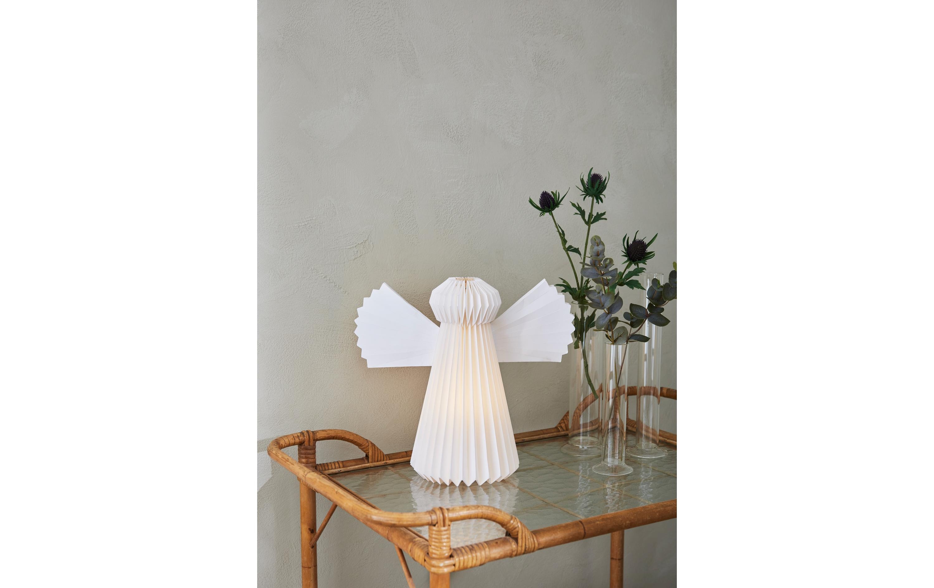 Tischdeko Papierengel, E14, 6W, 30 cm, WeissTischlampe