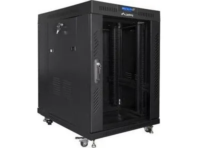 Lanberg - Rack kabinet - med 4 køleblæsere, display - sort, RAL 9004 - 15U - 19