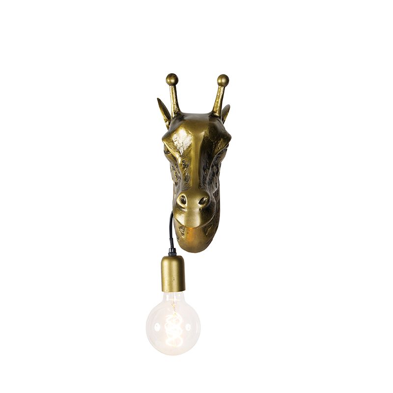 Vintage wandlamp messing - Animal Giraf