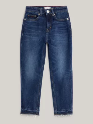 Calça jeans de cânhamo de cintura alta e perna afunilada