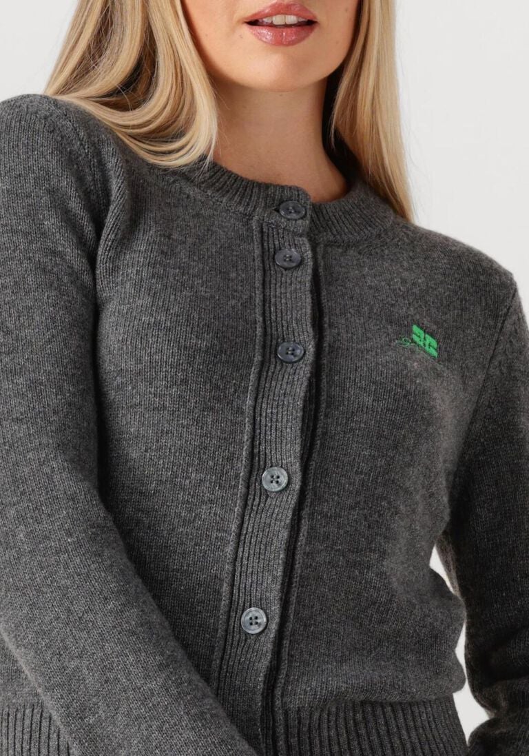 donkergrijze ganni vest core future wool mix cardigan