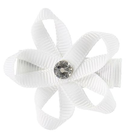 Little Wonders H?rblomst - IngRød - 4 cm - Grosgrain - Hvid
