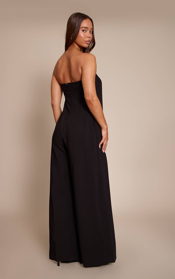 Noir Combinaison Pantalon Large Bandeau À Détails Plissés Plt Label