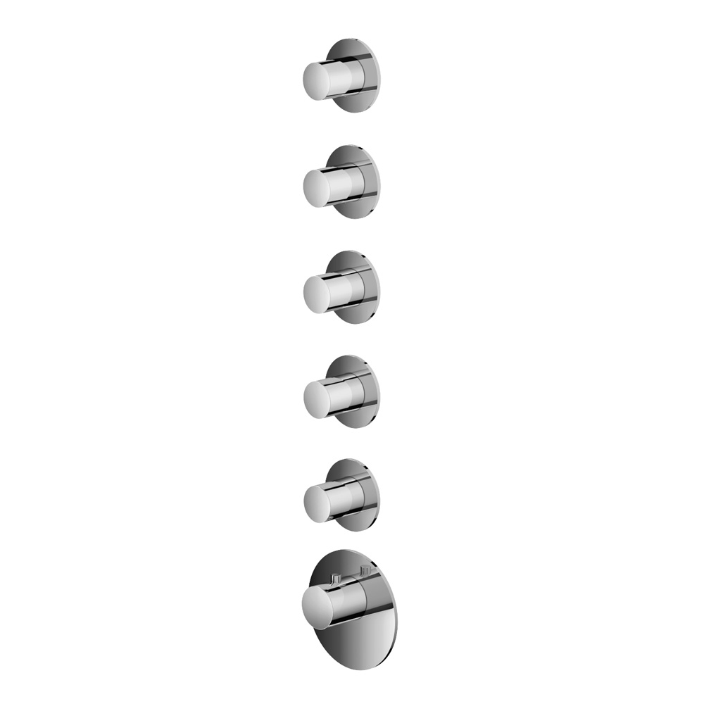 Hotbath Mate MHF015 High Flow inbouwthermostaat met 5 stopkranen afbouwdeel geborsteld nikkel