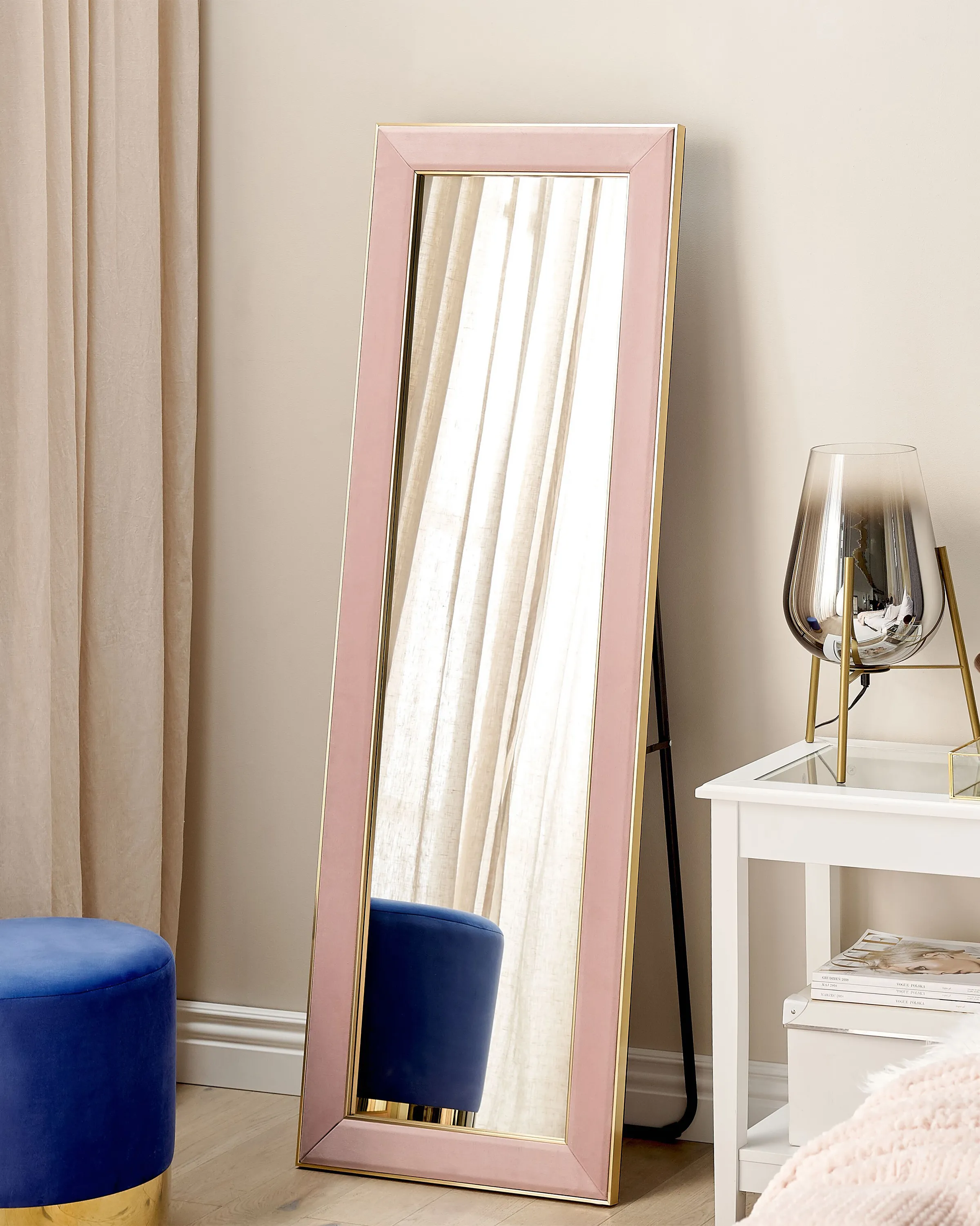 Staande spiegel LAUTREC 150 cm Fluweel Roze
