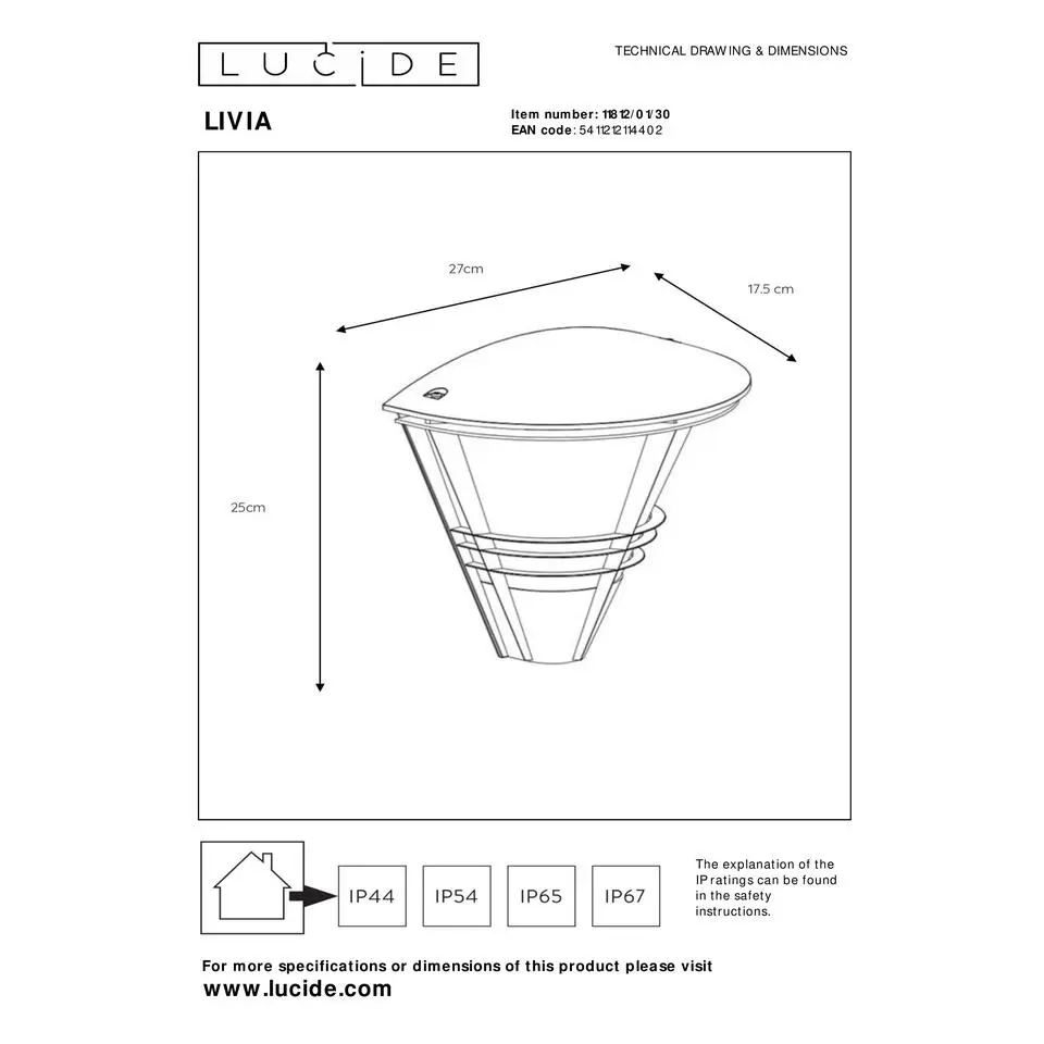 Lucide LIVIA Wandlamp - Zwart