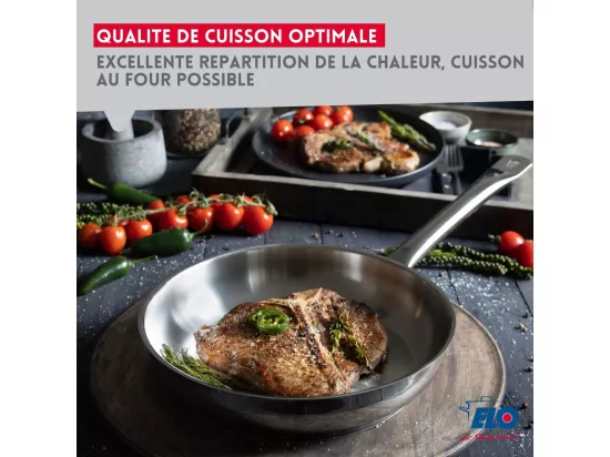 Lot de 2 poêles inox de 24 cm et 28 cm Elo Profi Therm